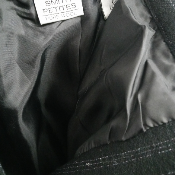 Amanda Smith Petites %100 Pure Wool Black Long Baggie Pants With Purple … - Picture 7 of 9